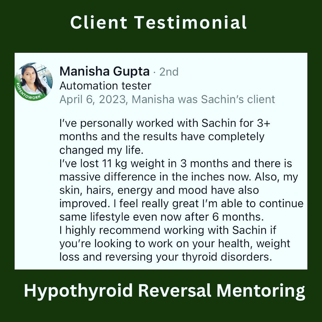 Client testimonial - Thyroid reversal success